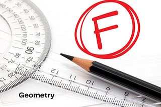 Geometry tools with flunking red pen f grade.