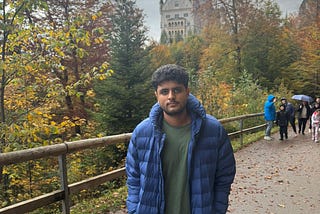 Author standing for a photo in Germany.