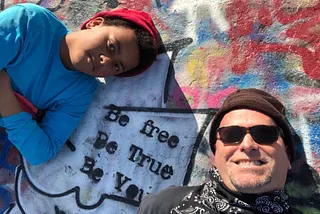 My son and I taking a selfie.