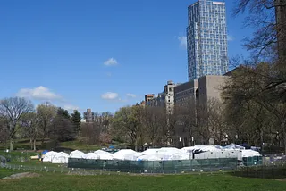 A group of tents in Central Park