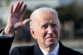 President Joe Biden waves after being sworn in on Wednesday.