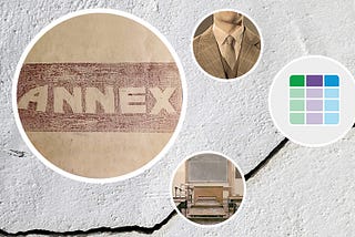 Background of a crack in concrete along with images of David Rose, the UDL Guidelines icon, and other vintage school-related items.