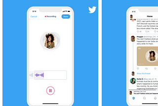 Images of the new Twitter voice tweets feature from the company’s product announcement page