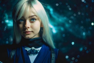 AI art of a cosplay girl with spacelike background