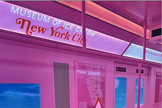 Woman posing for photo inside Museum of Ice Cream, New York City.