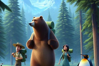 A Woman, Man, And Bear Go Into The Woods…