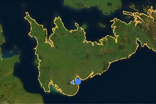 A satellite image of Great Britain weaved with the golden thread of the coastline walked.