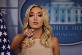 A photo of Kayleigh McEnany at a White House press briefing on June 30th, 2020.