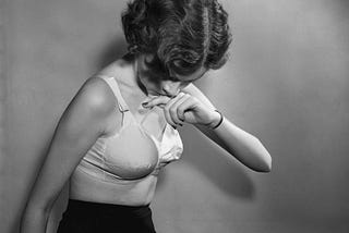 Woman wearing a vintage bra