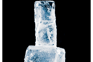 Vodka bottle encased in blocks of ice