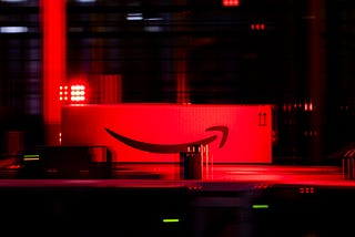 A photo of an Amazon package in one of the company’s fulfillment centers.