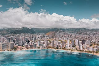 An aerial view of the city of Honolulu.