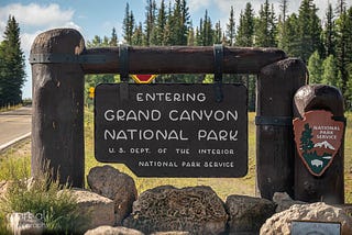 Entrance sign to Grand Canyon National Park
