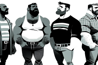 illustration of several gay bears