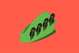 An illustration of a green Robin Hood cap (the bycocket) with the Robinhood company’s  feather logo placed four times along the cap.