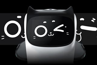 A robot cat server winking