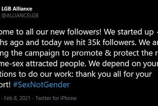 Transphobic group LGB Alliance’s social media account acquires thousands of fake “followers”