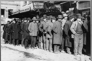 unemployed men on a bread line