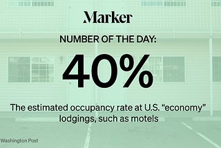 Marker Number of the Day: 40% — The estimated occupancy rate at U.S. “economy” lodgings, such as motels (Source: WaPo)