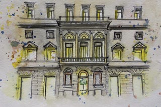 Palazzo Marignoli, Apple store, watercolour painting
