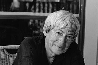 Black and white photo of Le Guin