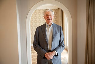 Charles Koch stands for a portrait after an interview with the Washington Post