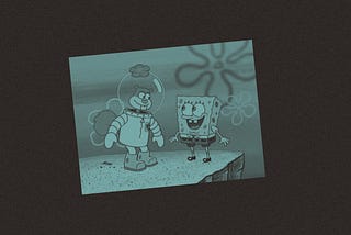 A photo treatment of a screenshot of Spongebob and Sandy from the TV show.