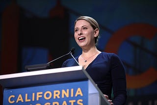 U.S. Congresswoman Katie Hill speaking at the 2019 California Democratic Party State Convention in San Francisco, California.