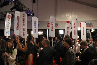 A photo of the spin room after the Democratic Presidential Debate at the Fox Theatre July 31, 2019 in Detroit, Michigan.