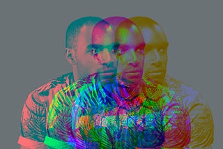 A multiple exposure photo of a Black man.