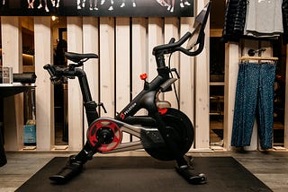 A Peloton stationary bike sits on display at one of the fitness company’s studios on December 4, 2019 in New York City.