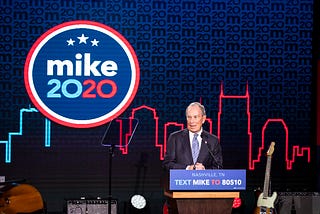 Democratic presidential candidate former NYC Mayor Mike Bloomberg delivers remarks during a campaign rally on February 12.