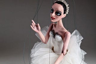 Hand-carved porcelain Czech Ballerina Marionette