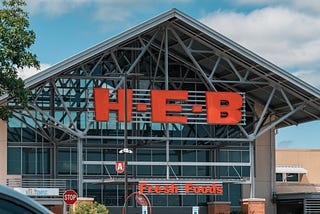 H-E-B Grocery Store and parker cars in front, Texas