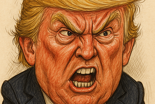 Caricature of Donald Trump as an angry little bully