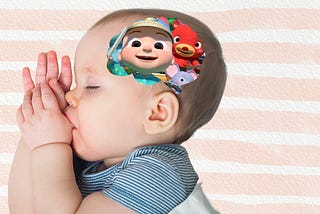 An infant sleeping with CoComelon on its brain
