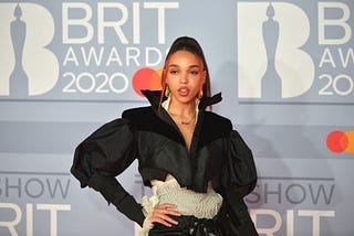 FKA Twigs at the BRIT Awards 2020 red carpet.