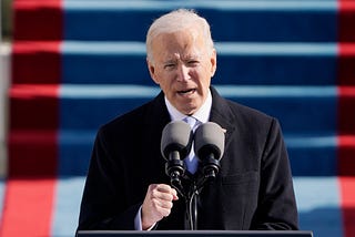 President Joe Biden speaks during the the 59th inaugural ceremony on the West Front of the U.S. Capitol on January 20, 2021