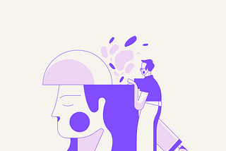 An surreal illustration of a man delving into the mind of research participant
