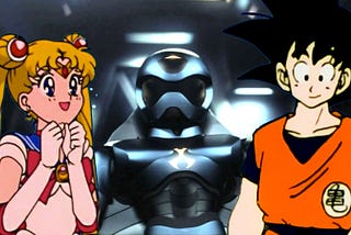 This header image features a composite with the blonde-haired lead character from Sailor Moon, the Cartoon Network mascot Toonami Tom (a futuristic robot) and the dark-haired Goku, Dragon Ball’s lead character.