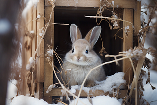Bunny in a hutch.