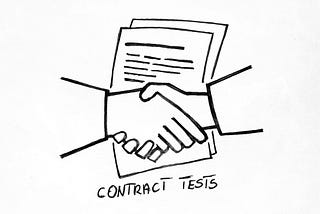 A drawing of a handshake with a contract document in the background