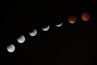 The Moon changing size, shape, and color over time