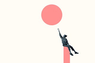 Young Black girl reaching for the sky, aka a salmon-colored circle in the sky.