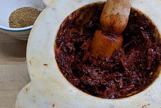 Harissa in a Mortar and Pestle