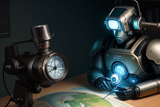 A robot using a compass and a map