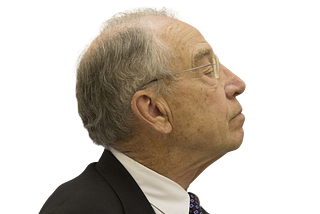 An arrogant profile view of 88-year-old US Senator from the State of Iowa, Chuck Grassley
