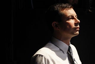 Democratic presidential candidate Pete Buttigieg waits to speak on Latino issues at Cal State LA on November 17, 2019.