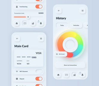 Skeuomorph Banking App by Mikołaj Gałęziowski