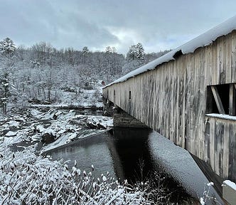 Covered bridges in New England are wonderful, magical, and full of awful, horrible spiders.